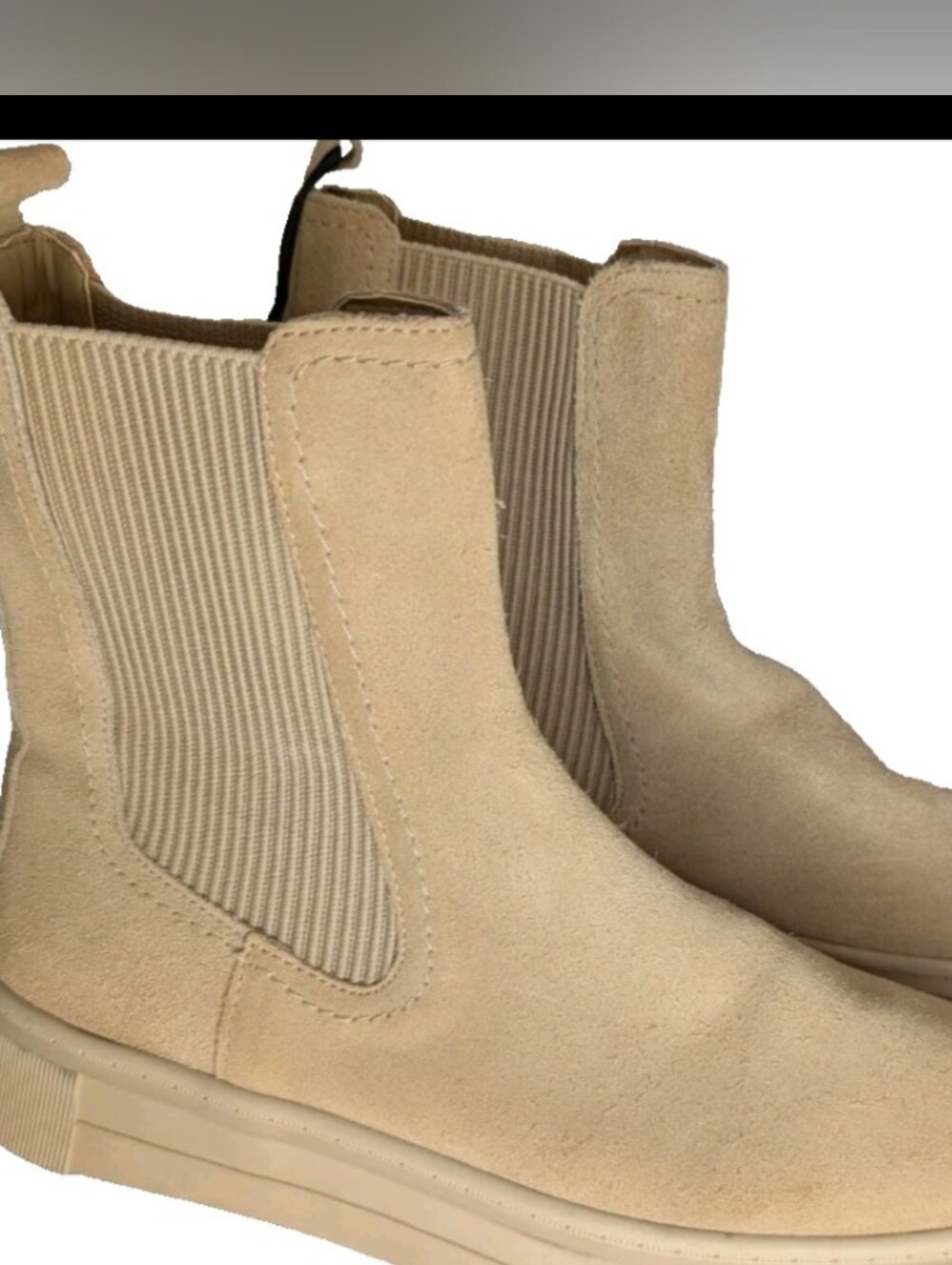 Zara Chelsea Light Beige Tan Flat Pull On Ankle Boots Women’s Size 38 / US 7